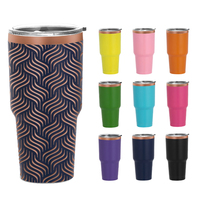Mug de camping en acier inoxydable à double paroi de 30 oz, plaqué or arc-en-ciel, gravé au laser, tasse à café de voyage