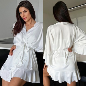 SFY2135 Nouveau Matériel De Luxe Robe <span class=keywords><strong>Nuisette</strong></span> pour Dames Sexy Chaude Pyjamas pour Femmes Ensemble De Noël Pyjamas Robe De Mariée Kimono Robe - Product Image 4