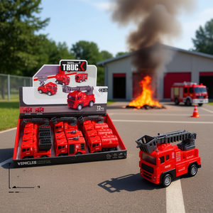 Véhicules de pompier avec embrayage, 12 pièces, camions de pompiers rouges pour enfants de 3 ans et plus - Product Image 3