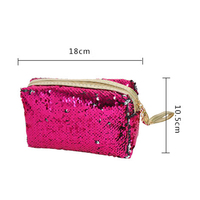 À la mode fille Polyester pour organisateur de toilette Portable Bling paillettes pochette cosmétique avec fermeture éclair brillant paillettes maquillage sac