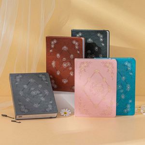 A5 Sakura Hardcover Notebook PU Leather Gold Foil Debossed Silver Edge Dot Grid <b>Journal</b> with Ribbon and Elastic Band Gift - Product Image 3
