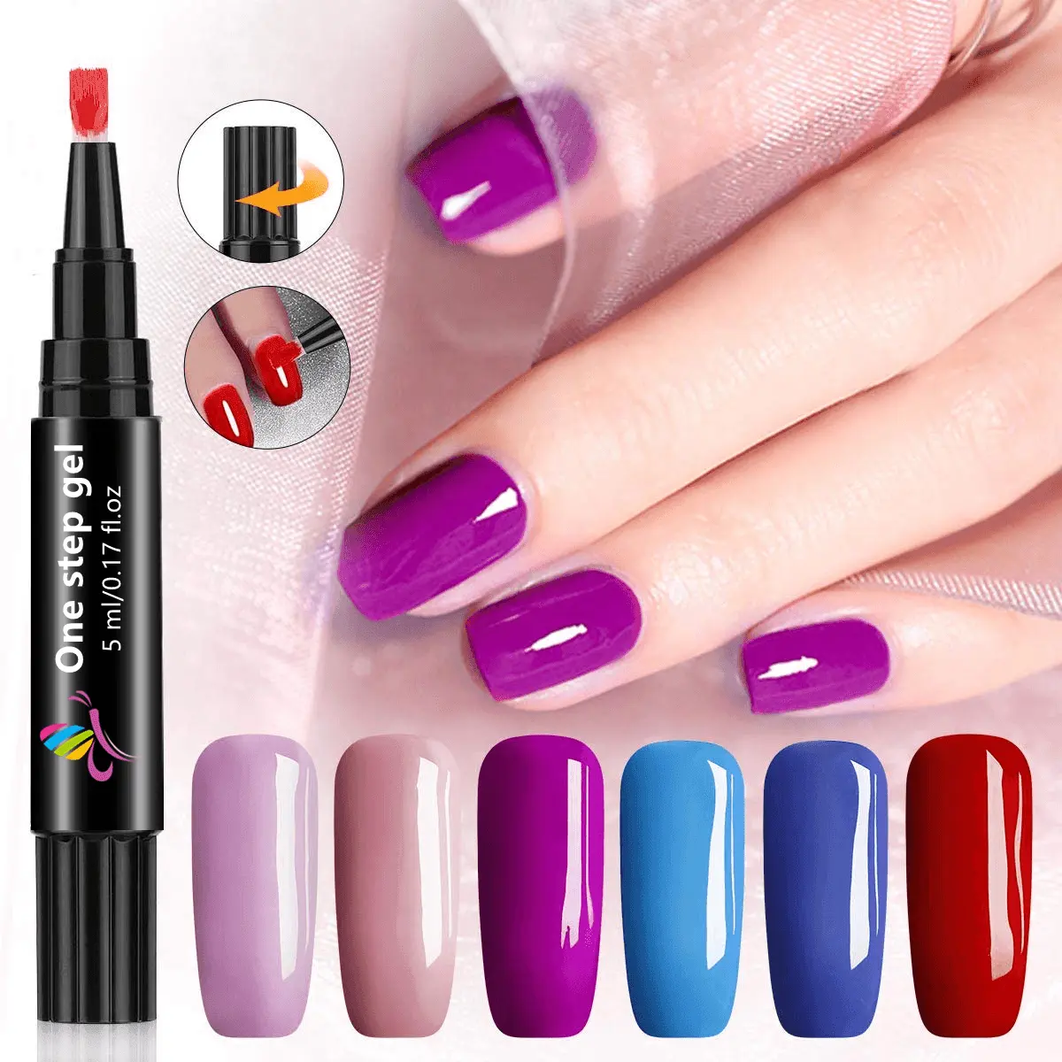 Caiyun 5ml Gel Bulk 1 Step Gel Polish 3 in einem einfachen und einfachen Nail Step Gel Pen