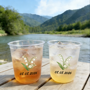 Flûtes à champagne en plastique transparent de 12 oz, 16 oz, 5 oz, 150 ml, gobelets jetables pour toast et mimosa, gobelets imprimés avec monogramme et armoiries pour concert - Product Image 1