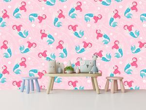Beautiful Modern Waterproof Anti-static Mermaid <strong>Shells</strong> Pearls Pink <strong>Wallpaper</strong> with Easy Installation for Kids Bedroom Decor - Product Image 4