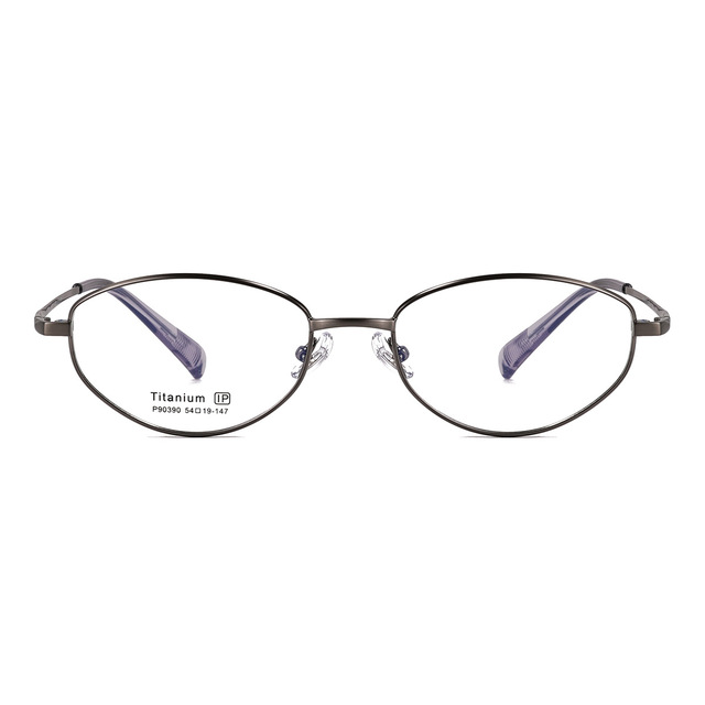 Stylish Ultra Light Pure Titanium Cat Eye Glasses Frame Junior High Sense Plain Eyewear P90390-2