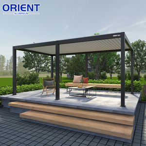 Pergola en aluminium directement de l'usine, 3x4, système de toiture contemporain avec volets, pergola de <span class=keywords><strong>terrasse</strong></span> avec portes coulissantes en verre - Product Image 6