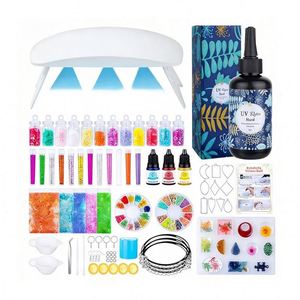 Kit de Bricolage pour Bijoux en Résine Cristalline Dure, Lampe LED UV, Moules en Silicone, Paillettes, Feuilles Métalliques, Modèles pour Porte-clés, Fleurs, Pendentifs, Boucles d'Oreilles - Product Image 1