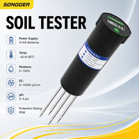 Testeur de sol numérique 4 en 1, pH, EC, humidité, température, écran LCD, alimenté par piles, sonde pour plantes et jardin