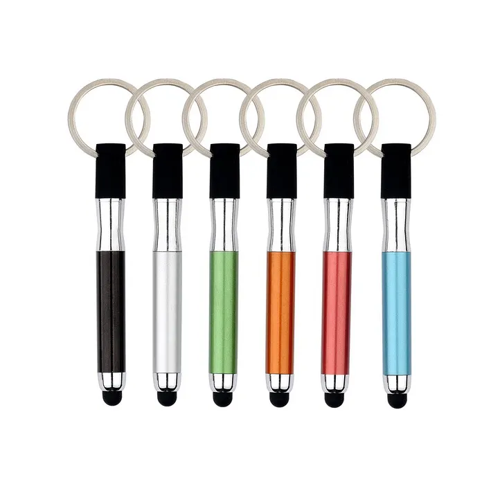 Metallic Color Stick Mini Pen With Keychain Ring and Stylus Multi-function  Promotional for Kids