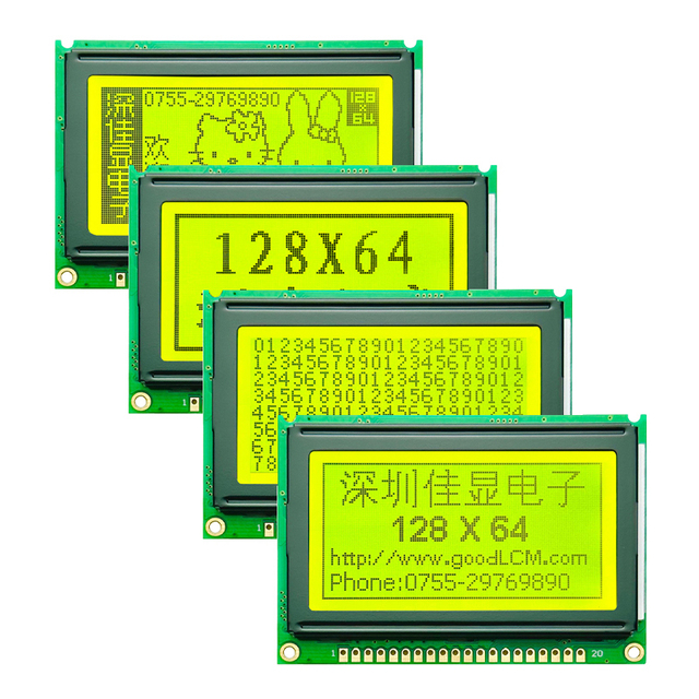 Factory OEM 12864 Lcd Display Module Dot Matrix COB LCD Display Module 5V Monochrome Graphical 128x64 STN Yellow Lcd Modules