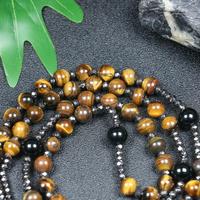 Vente en gros de chapelet œil de tigre en pierre naturelle, collier de centre de table religieux catholique, chapelet de prière personnalisé