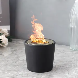 מיני כוס צורת שולחן Enthanol שחור מתכת אח חיצוני קישוט נטול עשן ידידותי לסביבה אש בור