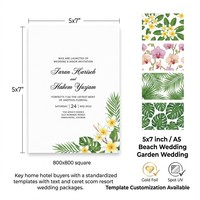 Juego de Tarjetas de Invitación para Boda Tropical |   Plantilla UV con Diseño Botánico en Lámina Dorada para Hoteles y Resorts