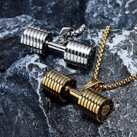 Colliers pour hommes en forme d'haltères, acier inoxydable 316L, pendentif Go Fit, musculation, chaîne de musculation, punk rock, cadeau pour motard