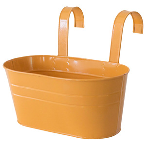 Oval Bucket Metal Tin <strong>Hanging</strong> <strong>Planter</strong> with Removable Hook for Baluster <strong>Fence</strong> Balcony Garden for Bonsai - Product Image 2