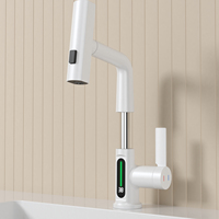 Robinet de lavage extractible de lavabo coloré électrogénérant hydraulique intelligent numérique à LED