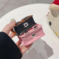 Sac à dos en cuir pour AirPods, breloque décorative, mini porte-monnaie design color block pour écouteurs, étui à clés pour AirPods Pro 1 2 3