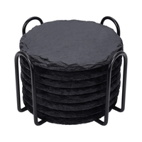 Sous-verres en ardoise de 4 pouces, sous-verres ronds, naturels, faits à la main, rustiques, en pierre, pour table basse, décoration intérieure, tasse, bar, cadeaux de pendaison de crémaillère