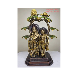 Estatua de decoración moderna para el hogar de estilo tradicional, estatuilla de Radha Krishna chapada en oro, escultura de Metal hecha a mano de China - Product Image 1