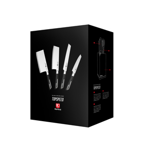 Caja de Regalo Minimalista Blanca de Lujo Personalizada, Juego de Cuchillos de Cocina Japoneses, Embalaje con Serigrafía y Laminado Mate - Product Image 3