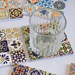 Sous-verre en liège antidérapant et isolant thermique, avec motif en relief 3D et estampage à chaud, en céramique de luxe style Bohème, de haute qualité esthétique - Product Image 5