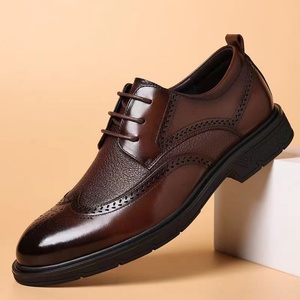 Chaussures en cuir à lacets de style britannique haut de gamme pour hommes – Formelles, décontractées, élégantes – Printemps, été, automne – Pleine fleur, respirantes - Product Image 1