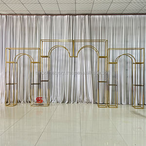 High Quality Wedding Arch Hot Selling SMOOTH Gold Metal Frame <b>with</b> Stainless Steel Mirror <b>Backdrop</b> Square <b>Stand</b> for Weddings - Product Image 1