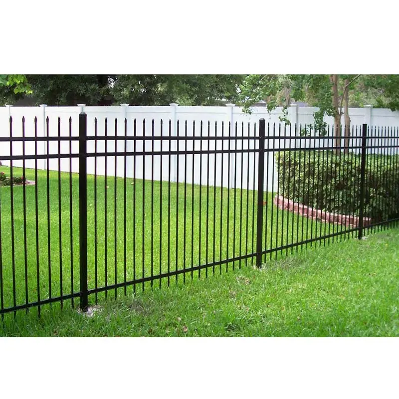Factory supply custom outdoor peak metal fence black powder coated steel aluminum fence Metal Perimeter Fence
