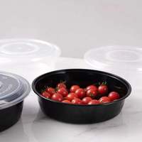 Récipient alimentaire jetable en plastique de 24oz avec couvercle anti-fuite pour micro-ondes Bol de qualité alimentaire PP sans BPA Boîte à lunch ronde sans danger pour le lavage de la vaisselle