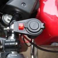 Allume-cigare 12-24V pour moto, chargeur double USB, guidon avec interrupteur LED pour téléphone portable, tablette, accessoires de moto