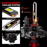 Phare LED U50 haute puissance, Plug and Play, 70W 7000LM, 3570 puces, ventilateur silencieux, tube en cuivre en U, étanche IP68, Canbus, nouveau design