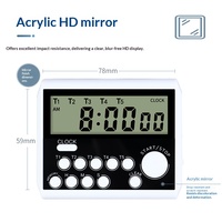 Timer Hitung Mundur Multi Grup Premium Layar LCD Besar Tampilan 12/24 Jam untuk Uji Coba Industri, Memasak, dan Pengingat Waktu Pelajar
