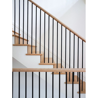 Design moderne Minimalisme Rampe d'escalier en fer forgé avec main courante en bois Escalier intérieur Décoration intérieure