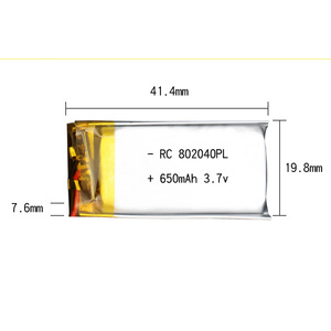 Batterie LiPo (Lithium Polymère) rechargeable 802040 3.7V 650mAh à bon prix, haute qualité, protection IP65, empilable, tout-en-un - Product Image 1