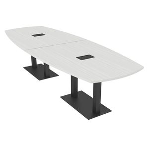 10 <strong>Person</strong> Meeting Room <strong>Table</strong> Square With Metal Bases Boat Modular <strong>Conference</strong> <strong>Table</strong> With Electric and Data Module - Product Image 3