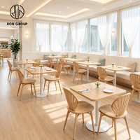 Muebles Personalizados Ron Group, Mesa Redonda de Madera Maciza, Silla Tapizada de Madera Maciza, Asientos Comerciales para Puestos