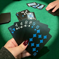 Cartes à jouer professionnelles en plastique noir imperméables, surface givrée, cartes de poker en PVC durables pour les fêtes de famille
