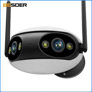 BESDER Full HD 4MP двойной объектив IP Wifi камера наружная 180 градусов широкоугольная пуля IP66 Водонепроницаемая беспроводная камера видеонаблюдения