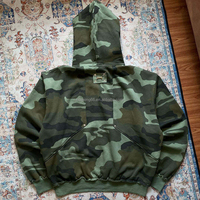 Sudadera con Capucha Camuflada con Parche de Letras y Pedrería, Estilo Urbano, Oversize, Ropa Personalizada para Hombre, Proveedor OEM de Marca Privada