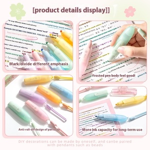 Mini Macaron colore evidenziatore pennarello obliquo studenti penna per diario notevole penna chiave scritta a mano - Product Image 5