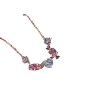 Fashion 18K Gold Plated French Princess pink <strong>Diamond</strong> <strong>Necklace</strong> Cheap Price Wholesale <strong>Fake</strong> <strong>Diamond</strong> <strong>Necklaces</strong> for Girls - Product Image 2