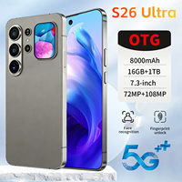 Smartphone S26 Ultra Android 15, écran LCD 7,3 pouces 120 Hz, 16 Go de RAM, 1 To de ROM, appareils photo 108 MP + 72 MP, batterie 8000 mAh, 5G, double SIM, reconnaissance faciale
