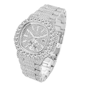 Hiphop Unique Mens Relojes Reloj de pulsera de cuarzo Oro Fecha automática Acero Reloj de diamantes de lujo para hombres - Product Image 2