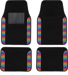 Tapis de voiture antidérapants en nylon de 2 mm d'épaisseur, motif flocon de neige laser violet arc-en-ciel, 4 pièces, pour SUV, berlines et fourgonnettes universelles - Product Image 2