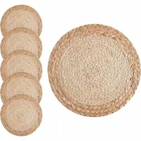 NATURE Set de table rond en écorce de maïs, tressé en paille, isolant thermique, style japonais, fait main, pour la table à manger
