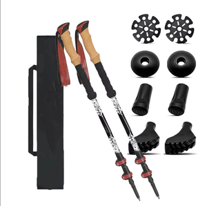 Bâton <span class=keywords><strong>de</strong></span> <span class=keywords><strong>marche</strong></span> <span class=keywords><strong>nordique</strong></span> en aluminium à verrouillage rapide, pliable en 3 sections, pour la course sur sentier en extérieur - Product Image 1