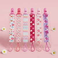 Ensemble de 6 attaches-sucettes pour bébé en polyester avec imprimé animal