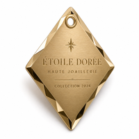Plaque métallique gravée en L avec logo, fixation par rivets, en aluminium, motif artistique détaillé pour l'image de marque et l'emballage des produits
