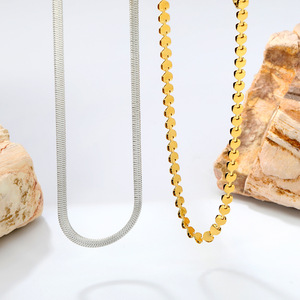 Collar de metal minimalista para mujer, accesorio de cadena lisa unisex, uso diario, diseño geométrico NE2F4401S NE2F4901G - Product Image 1