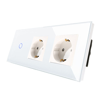 Bingpelec-interruptor inteligente de pared, de 1 entrada Panel de cristal, wifi, enchufe doble de 16A, UE, 16A, Alemania